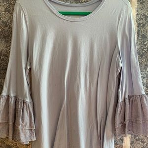 DG2 Diane Gilman Light Blue Tee with Bell Sleeves